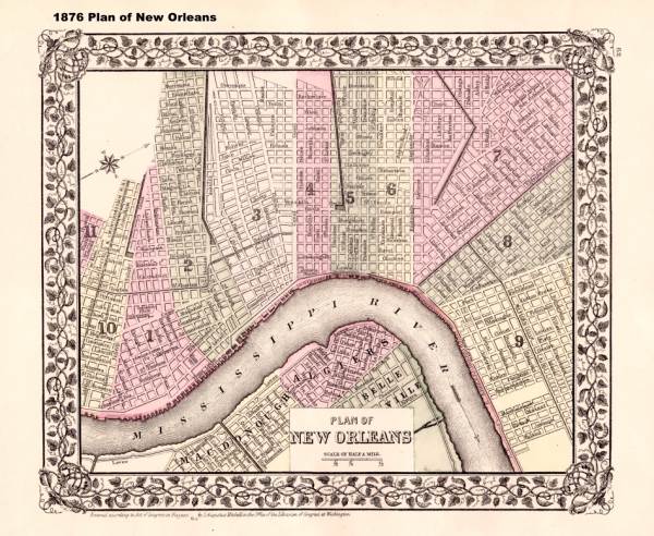 Map of New Orleans in 1876