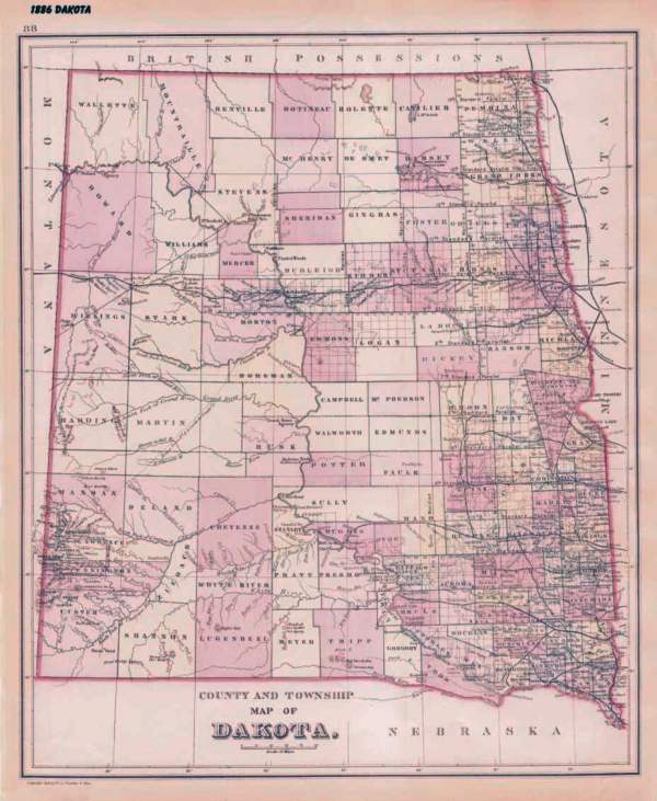 1886 Map of the Dakota Territory